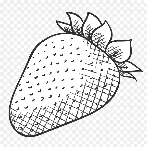 卡通手绘线描草莓