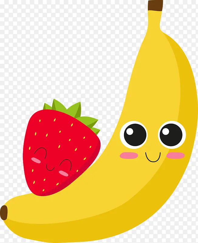 矢量手绘香蕉和草莓