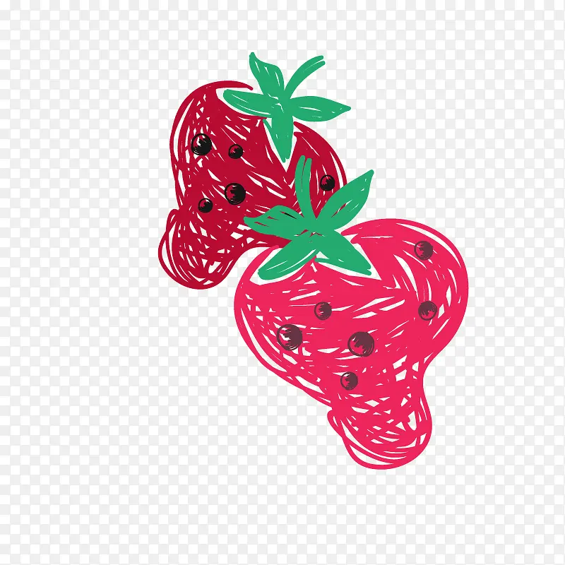 卡通水彩笔绘画水果草莓