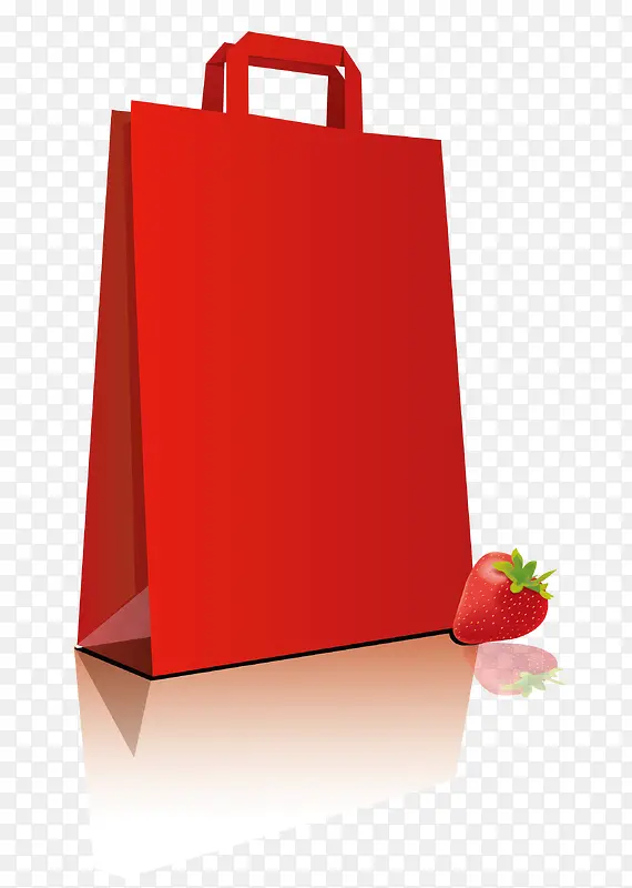 草莓红色手提袋矢量图