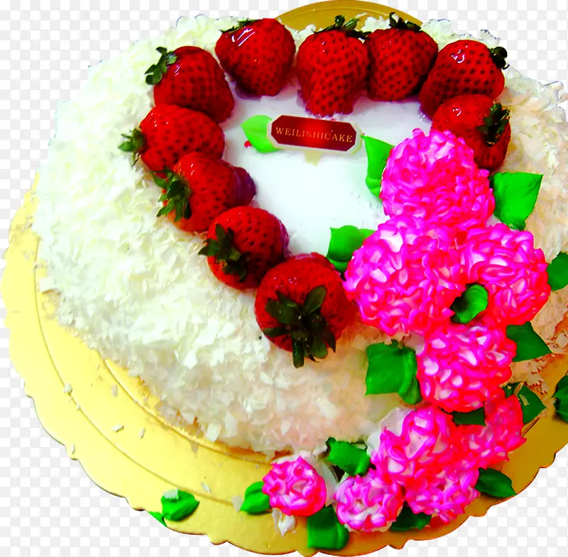 草莓花朵制作蛋糕成品