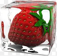 夏日冰块草莓水果