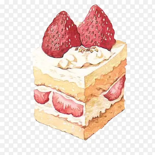 草莓夹心奶糕手绘画