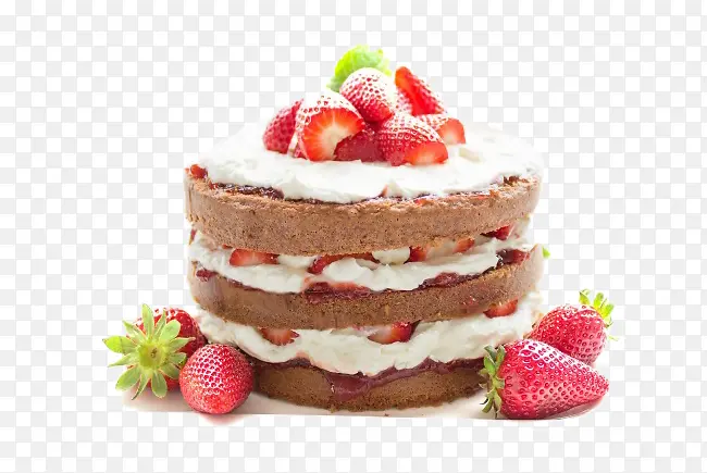 免抠草莓酸奶蛋糕