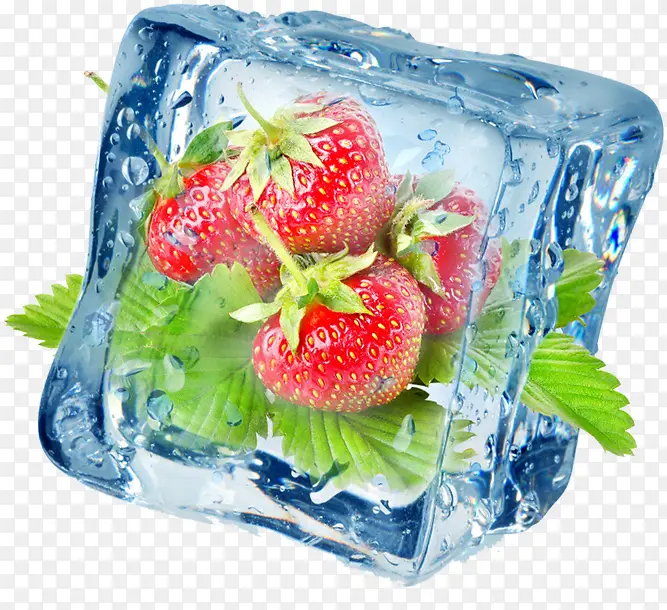夏日冰块水果草莓