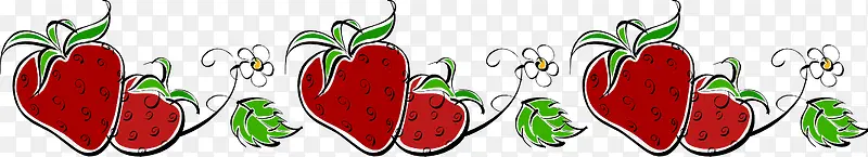 红色手绘水彩草莓水果果实