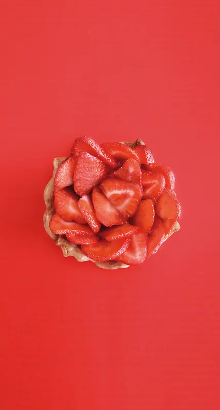 红色草莓甜品海报背景