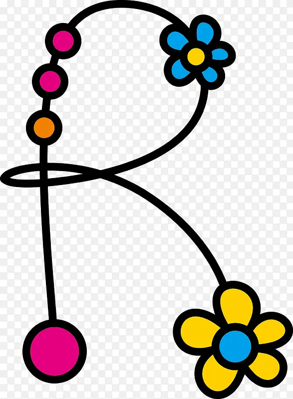 花朵字母设计矢量图R