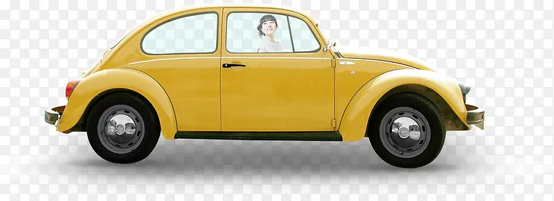 卡通黄色小汽车