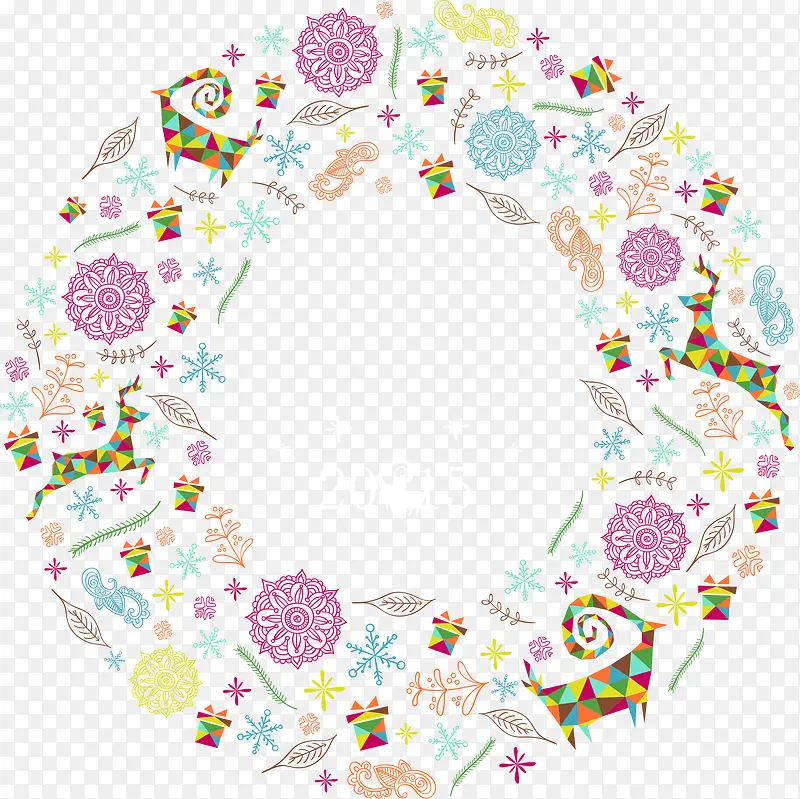 圣诞节彩色花环装饰