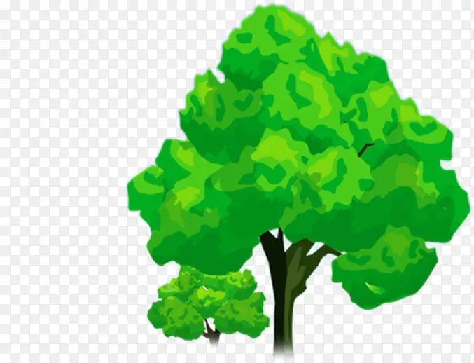 手绘卡通绿色树林
