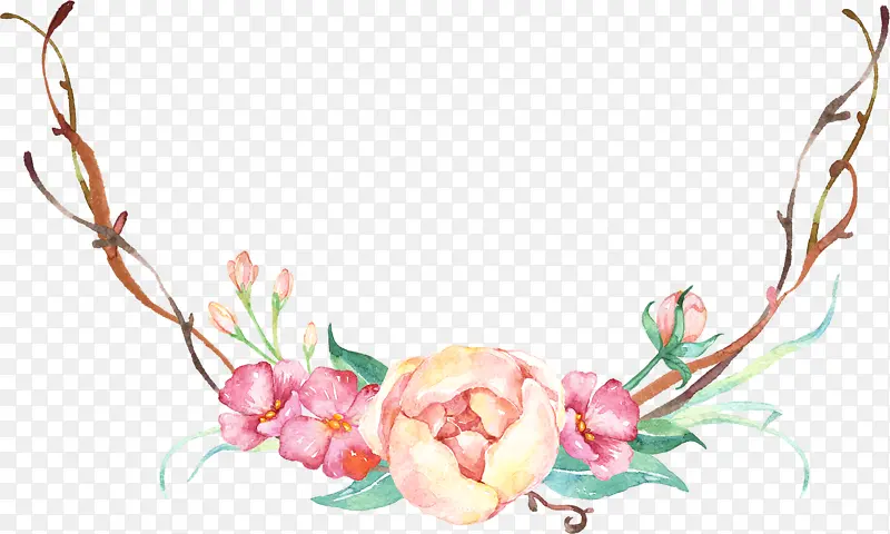 水彩花卉花边