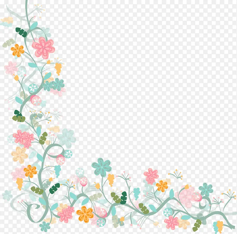 水彩花卉边框背景矢量素材