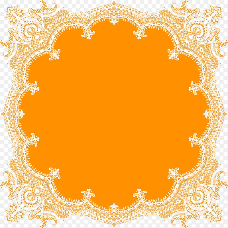 橙色唯美花纹边框