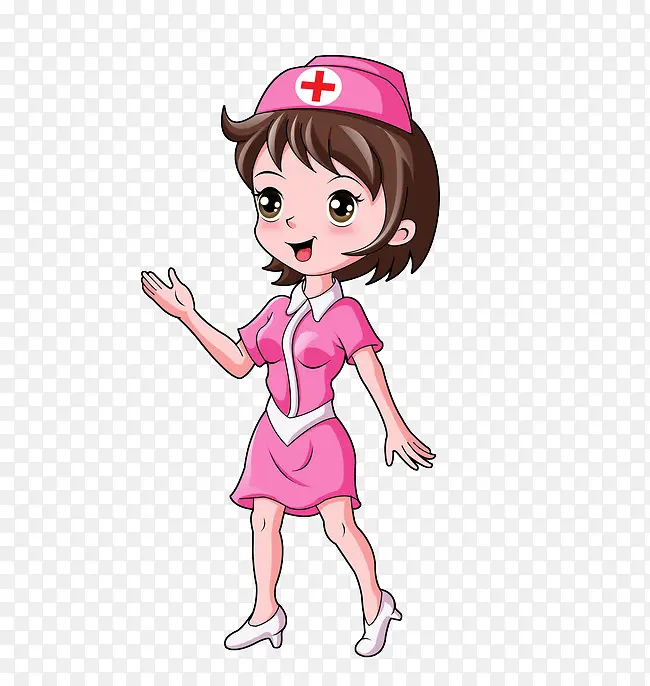 扁平卡通人物造型女护士