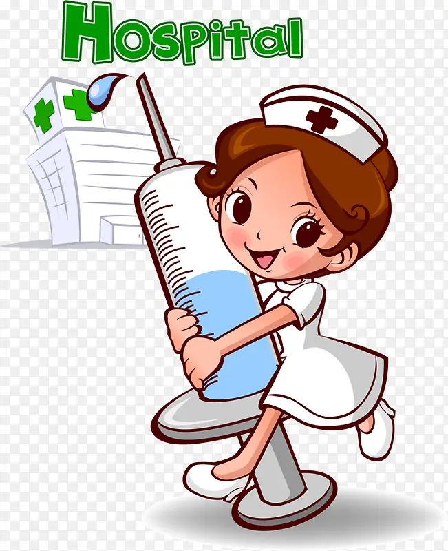 扁平风格卡通人物造型女护士