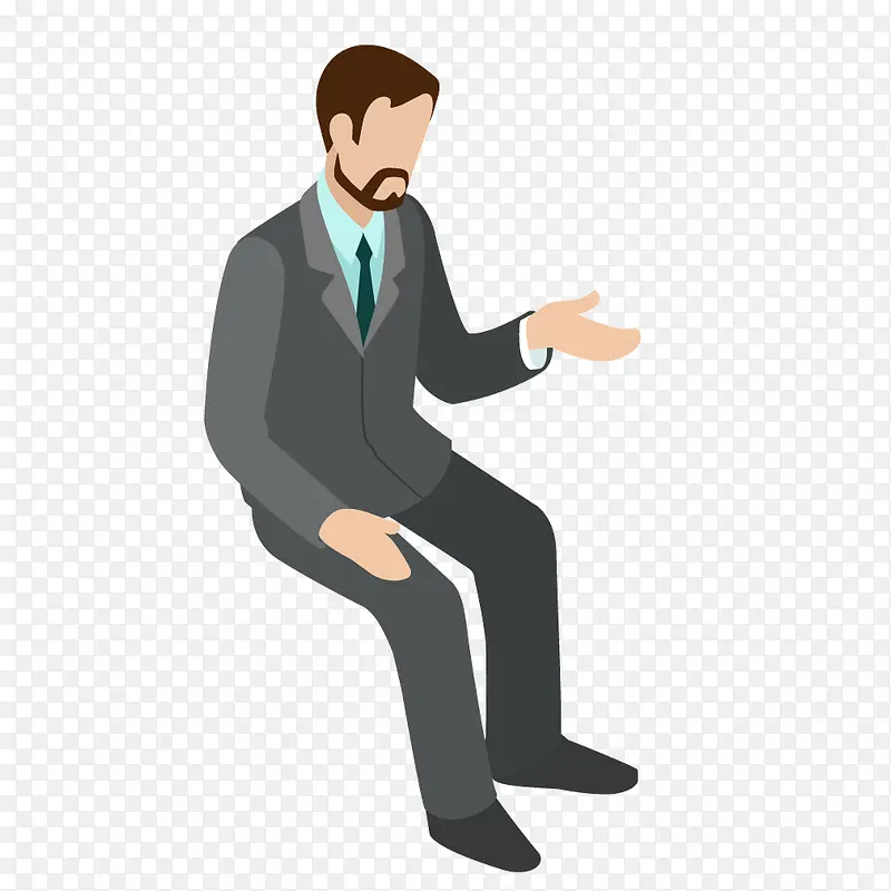 灰色质感扁平人物商务