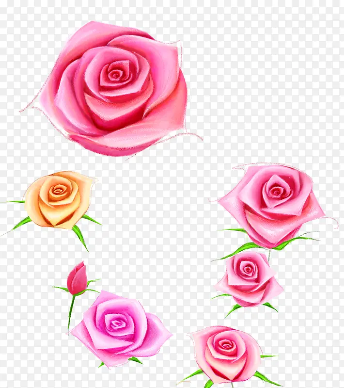 手绘高清粉色玫瑰