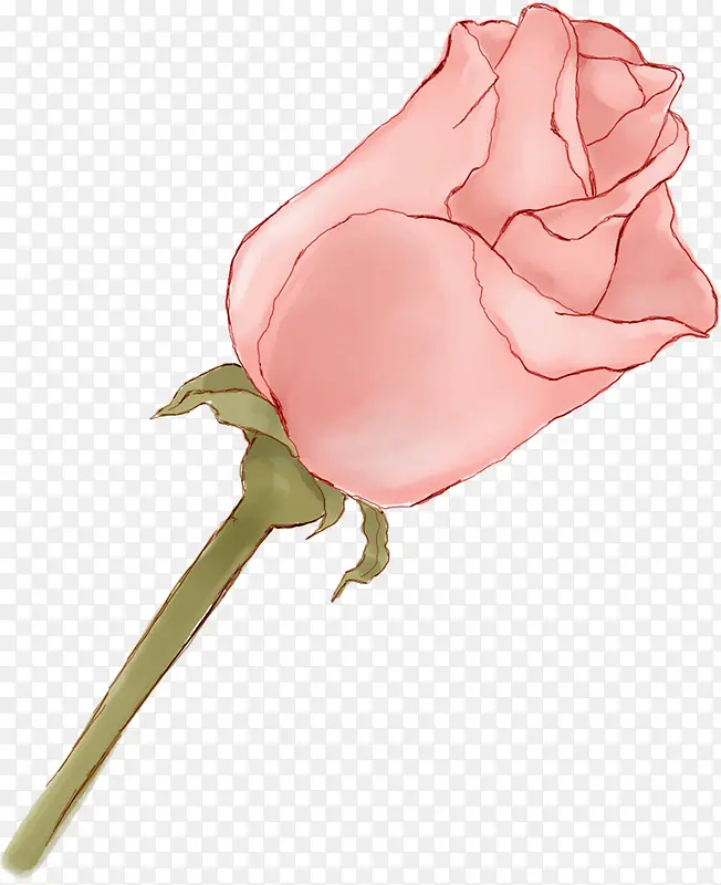 合成手绘粉色的玫瑰