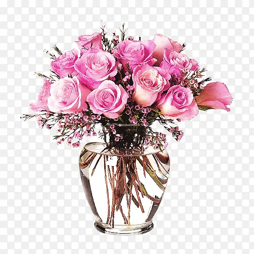粉色玫瑰鲜花插束插花艺术