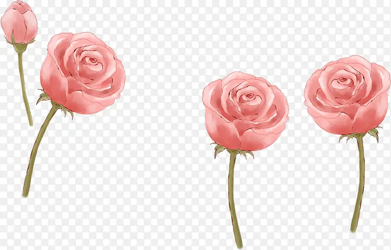 创意合成手绘效果粉色玫瑰