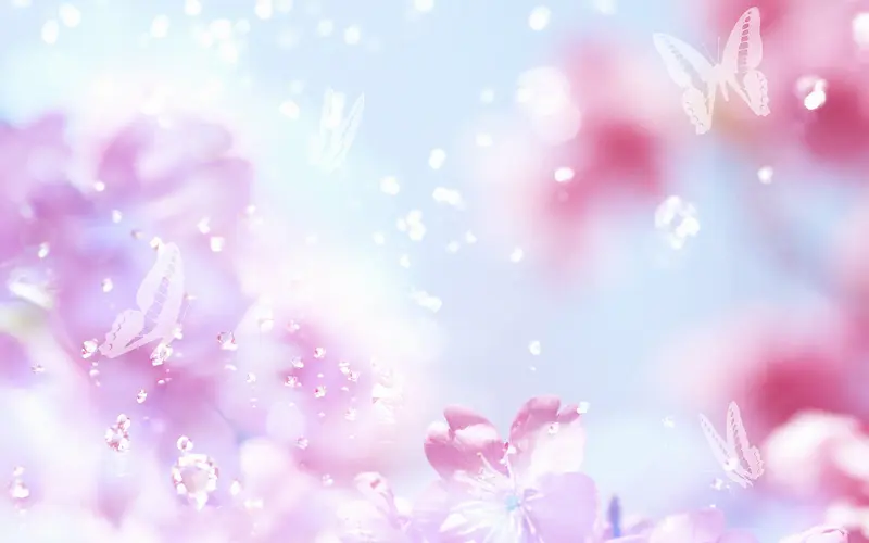梦幻粉色花朵水珠