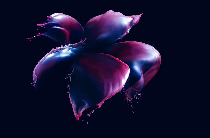 水墨紫色花朵水珠
