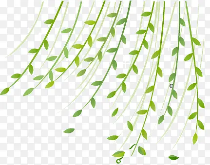 漂浮植物飞舞卡通绿色树叶藤