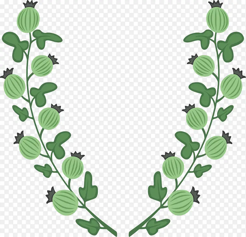 绿色树叶花卉装饰条装饰边框