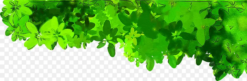 绿色春天树叶装饰设计手绘