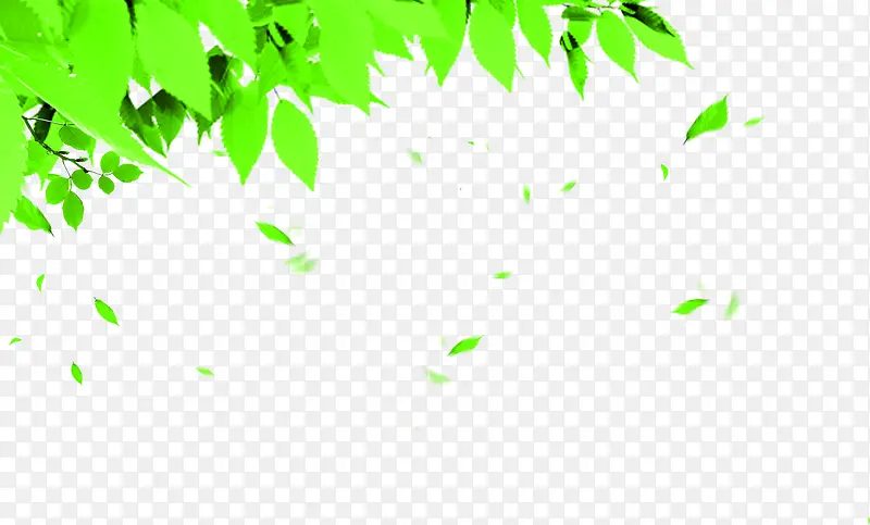 绿色卡通漂浮凋零树叶