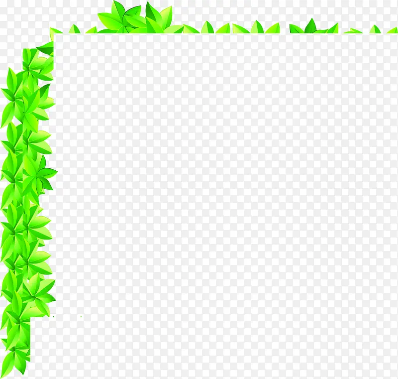 绿色树叶边框创意手绘