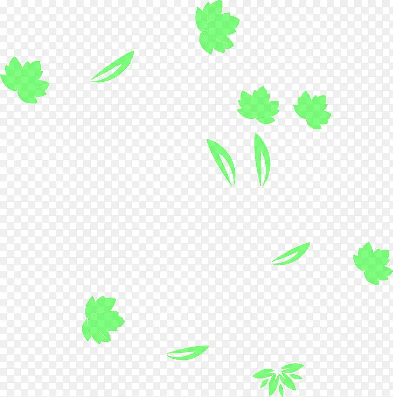 绿色卡通设计漂浮花朵树叶