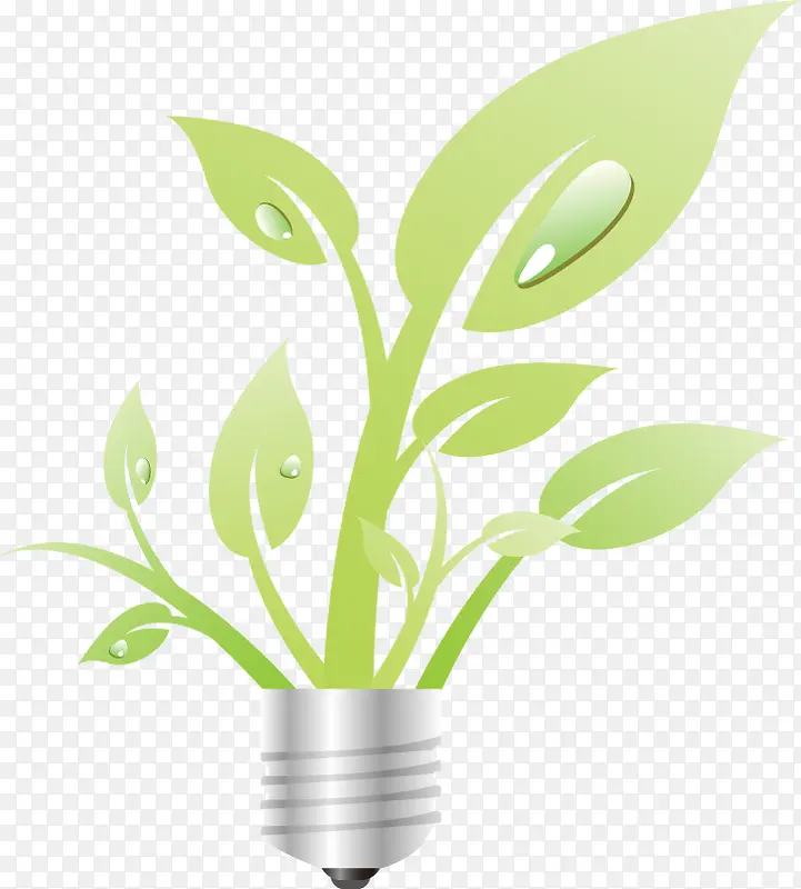 绿色环保节能灯泡树叶