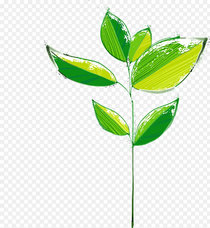 绿色卡通水彩环保树叶