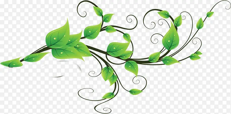 绿色卡通手绘树叶春天装饰