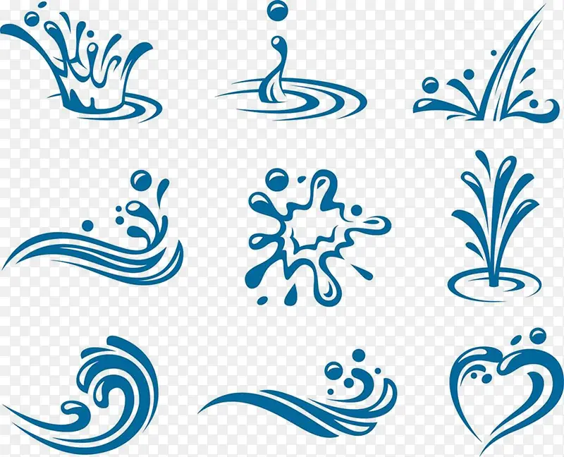 蓝色矢量水滴浪花