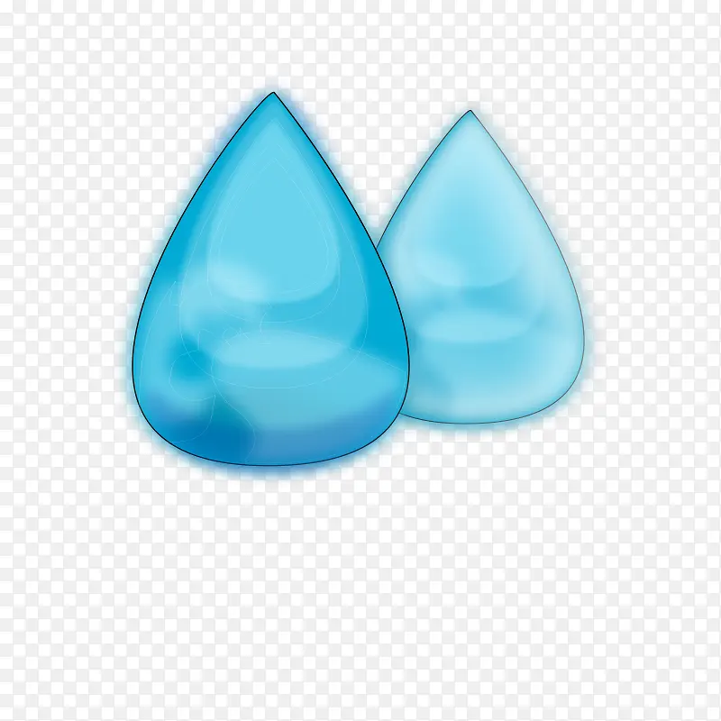 两滴蓝色的卡通水滴