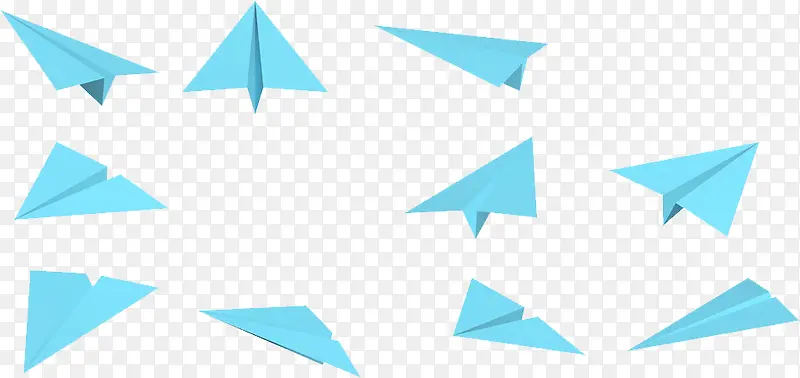 手绘合成蓝色的飞翔的纸飞机