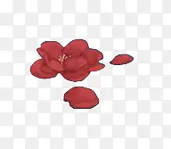 红色花瓣设计水彩