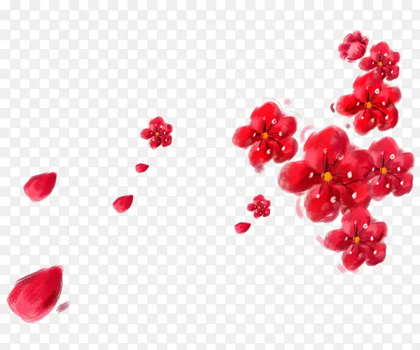 红色水墨梅花花瓣