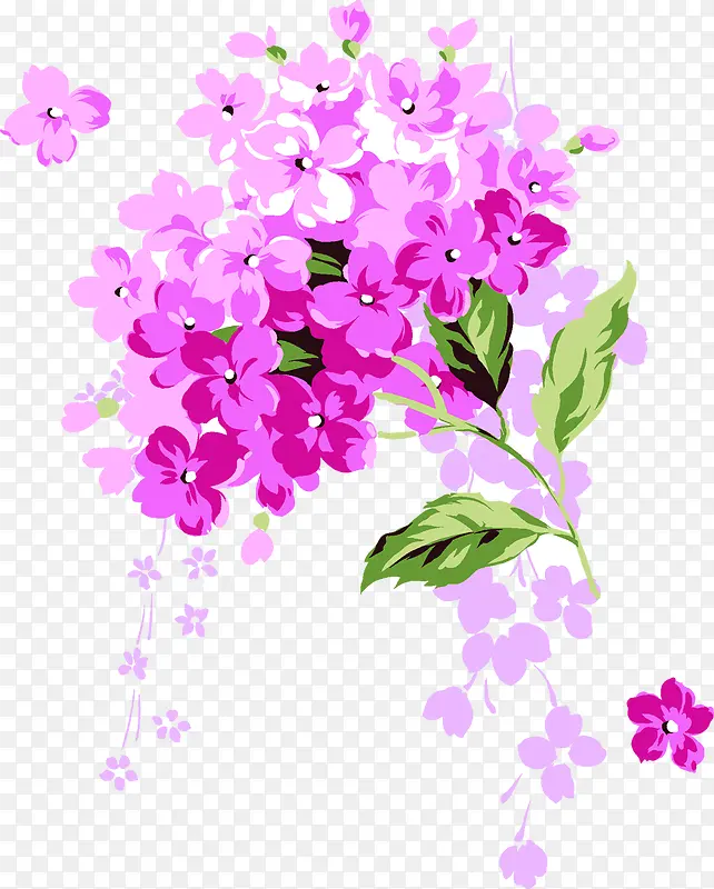 紫色水彩手绘花朵植物美景