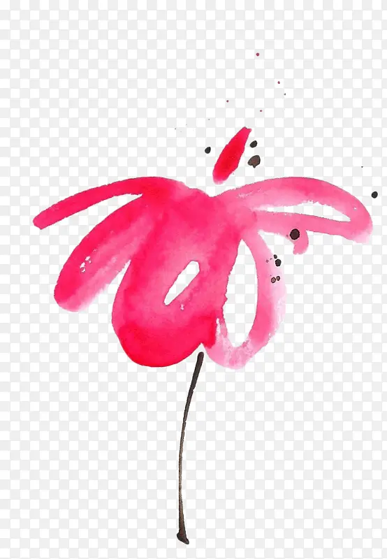 一朵手绘粉色花