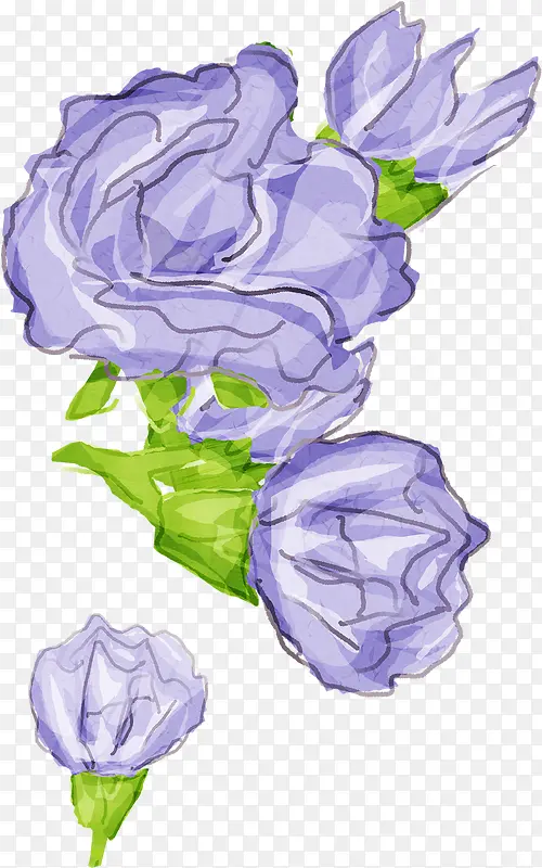 创意手绘水彩紫色的花朵