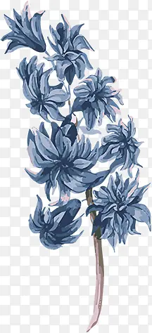 手绘蓝色水彩花朵