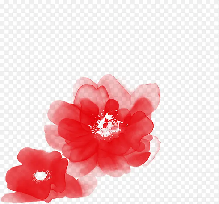 红色手绘水彩花朵装饰