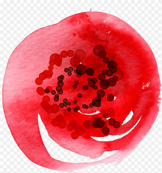 手绘红色水彩花朵时尚