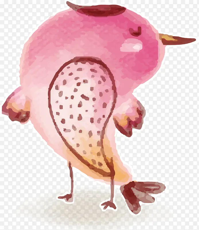 粉色水彩鸟