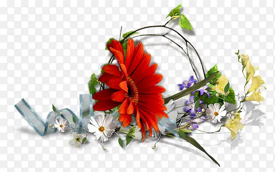 红花黄花花篮