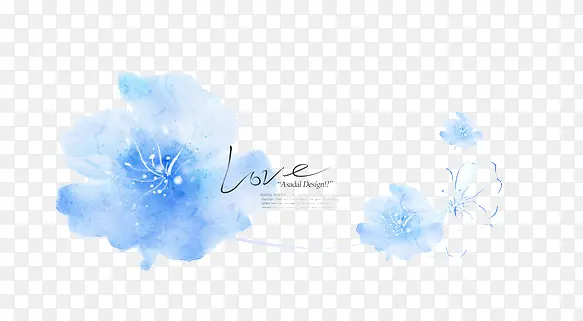 爱和蓝色花朵清新素材